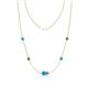 1 - Linea 0.46 ctw Turquoise (4 mm) and Created Alexandrite Women Station Necklace 