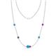 1 - Linea 0.38 ctw Turquoise (4 mm) and Amethyst Women Station Necklace 