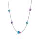 4 - Linea 0.38 ctw Turquoise (4 mm) and Amethyst Women Station Necklace 