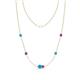 1 - Linea 0.38 ctw Turquoise (4 mm) and Amethyst Women Station Necklace 