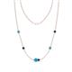 1 - Linea 0.44 ctw Turquoise (4 mm) and Blue Diamond Women Station Necklace 