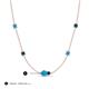 3 - Linea 0.44 ctw Turquoise (4 mm) and Blue Diamond Women Station Necklace 