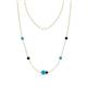 1 - Linea 0.46 ctw Turquoise (4 mm) and Blue Sapphire Women Station Necklace 