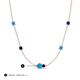 3 - Linea 0.46 ctw Turquoise (4 mm) and Blue Sapphire Women Station Necklace 