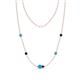 1 - Linea 0.46 ctw Turquoise (4 mm) and Blue Sapphire Women Station Necklace 