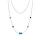 1 - Linea 0.46 ctw Turquoise (4 mm) and Blue Sapphire Women Station Necklace 