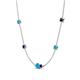 4 - Linea 0.46 ctw Turquoise (4 mm) and Blue Sapphire Women Station Necklace 
