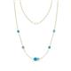 1 - Linea 0.41 ctw Turquoise (4 mm) and Blue Topaz Women Station Necklace 