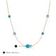 3 - Linea 0.41 ctw Turquoise (4 mm) and Blue Topaz Women Station Necklace 