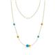 1 - Linea 0.38 ctw Turquoise (4 mm) and Citrine Women Station Necklace 