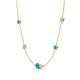 4 - Linea 0.37 ctw Turquoise (4 mm) and Opal Women Station Necklace 