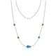 1 - Linea 0.46 ctw Turquoise (4 mm) and Peridot Women Station Necklace 