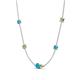 4 - Linea 0.46 ctw Turquoise (4 mm) and Peridot Women Station Necklace 