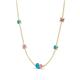 4 - Linea 0.47 ctw Turquoise (4 mm) and Pink Sapphire Women Station Necklace 