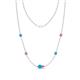 1 - Linea 0.47 ctw Turquoise (4 mm) and Pink Sapphire Women Station Necklace 