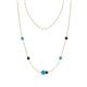 1 - Linea 0.46 ctw Turquoise (4 mm) and Red Garnet Women Station Necklace 