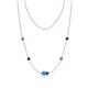 1 - Linea 0.46 ctw Turquoise (4 mm) and Red Garnet Women Station Necklace 