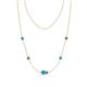 1 - Linea 0.44 ctw Turquoise (4 mm) and Ruby Women Station Necklace 