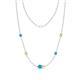 1 - Linea 0.47 ctw Turquoise (4 mm) and Yellow Sapphire Women Station Necklace 