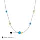 3 - Linea 0.47 ctw Turquoise (4 mm) and Yellow Sapphire Women Station Necklace 