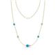 1 - Linea 0.44 ctw Turquoise (4 mm) and Lab Grown Diamond Women Station Necklace 