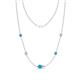 1 - Linea 0.41 ctw Turquoise (4 mm) and Moissanite Women Station Necklace 
