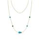 1 - Linea 0.38 ctw Turquoise (4 mm) and Emerald Women Station Necklace 