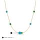 3 - Linea 0.38 ctw Turquoise (4 mm) and Emerald Women Station Necklace 