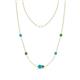 1 - Linea 0.46 ctw Turquoise (4 mm) and Green Garnet Women Station Necklace 