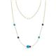 1 - Linea 0.38 ctw Turquoise (4 mm) and Iolite Women Station Necklace 