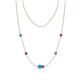 1 - Linea 0.38 ctw Turquoise (4 mm) and Amethyst Women Station Necklace 