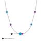 3 - Linea 0.38 ctw Turquoise (4 mm) and Amethyst Women Station Necklace 