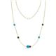 1 - Linea 0.44 ctw Turquoise (4 mm) and Black Diamond Women Station Necklace 