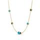 4 - Linea 0.44 ctw Turquoise (4 mm) and Black Diamond Women Station Necklace 