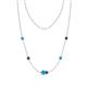 1 - Linea 0.44 ctw Turquoise (4 mm) and Black Diamond Women Station Necklace 