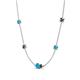 4 - Linea 0.44 ctw Turquoise (4 mm) and Black Diamond Women Station Necklace 