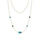 1 - Linea 0.44 ctw Turquoise (4 mm) and Blue Diamond Women Station Necklace 