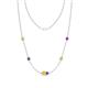 1 - Linea 0.49 ctw Yellow Diamond (4 mm) and Amethyst Women Station Necklace 