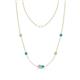 1 - Linea 0.44 ctw Moissanite (4 mm) and Turquoise Women Station Necklace 