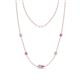 1 - Linea 0.58 ctw Natural Diamond (4 mm) and Pink Sapphire Women Station Necklace 