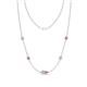 1 - Linea 0.58 ctw Natural Diamond (4 mm) and Pink Sapphire Women Station Necklace 