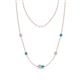 1 - Linea 0.49 ctw Natural Diamond (4 mm) and Turquoise Women Station Necklace 