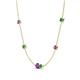 4 - Linea 0.40 ctw Amethyst (4 mm) and Emerald Women Station Necklace 