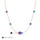 3 - Linea 0.40 ctw Amethyst (4 mm) and Turquoise Women Station Necklace 