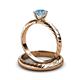 3 - Eudora 0.95 ct Classic Blue Topaz Solitaire Bridal Set Ring 