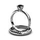 3 - Eudora 1.00 ct Classic Black Diamond Solitaire Bridal Set Ring 