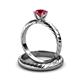 3 - Eudora 0.95 ct Classic Ruby Solitaire Bridal Set Ring 