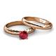 4 - Eudora 0.95 ct Classic Ruby Solitaire Bridal Set Ring 