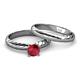 4 - Eudora 0.95 ct Classic Ruby Solitaire Bridal Set Ring 