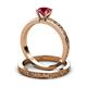 4 - Cael 0.95 ct Classic Ruby Solitaire Bridal Set Ring 